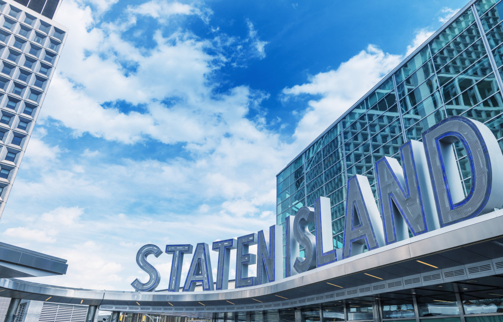 Staten Island ferry entrance in Lower Manhattan - NYC.